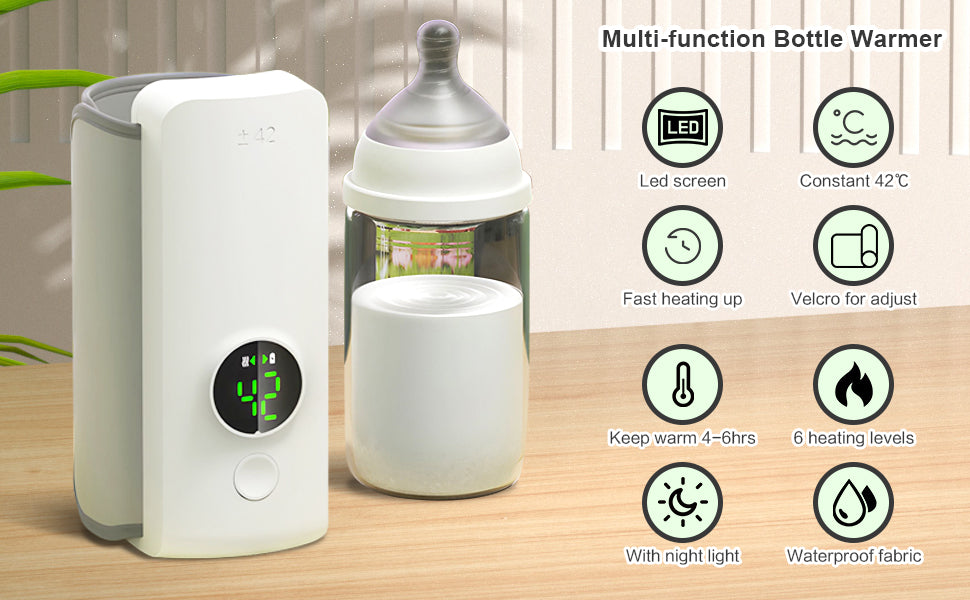 Portable USB Rechargeable Baby Bottle Warmer – Cordless Milk Heater with Temperature Control | Travel Friendly Baby Feeding Warmer
