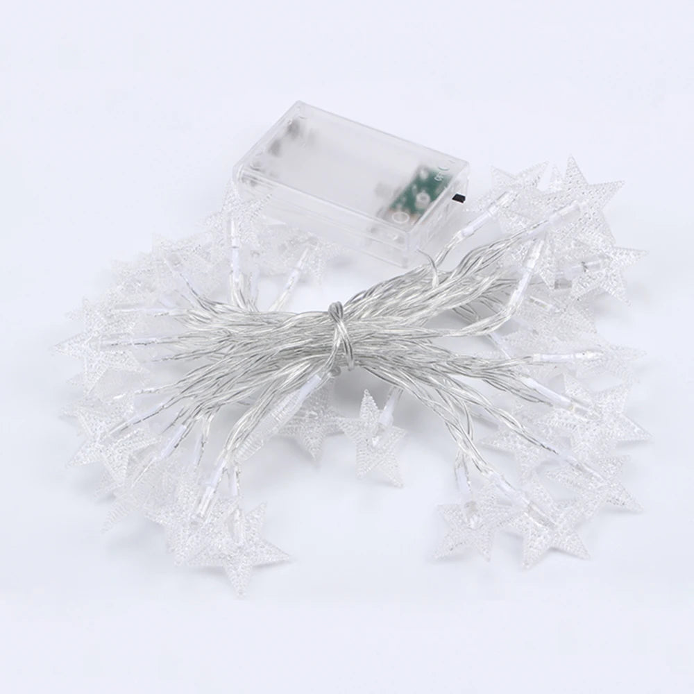 LED Star Fairy String Lights (1.5M–10M) – Warm White / Multicolor Outdoor Garland Lights for Christmas, Wedding, Garden & Party Decoration