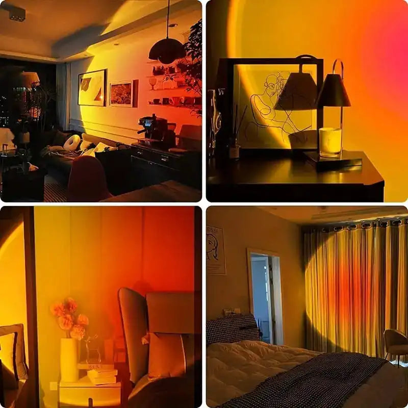 USB Sunset Projection Lamp – Romantic Sunset Ambiance Light for Bedroom, Living Room & Photography Background (5V LED Table Lamp)