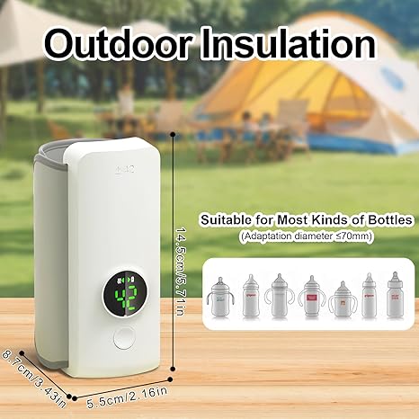 Portable USB Rechargeable Baby Bottle Warmer – Cordless Milk Heater with Temperature Control | Travel Friendly Baby Feeding Warmer