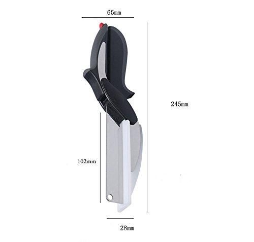 2-in-1 Steel Smart Clever Cutter – Kitchen Knife & Food Chopper with Built-in Mini Chopping Board | Multipurpose Vegetable, Fruit & Meat Cutter