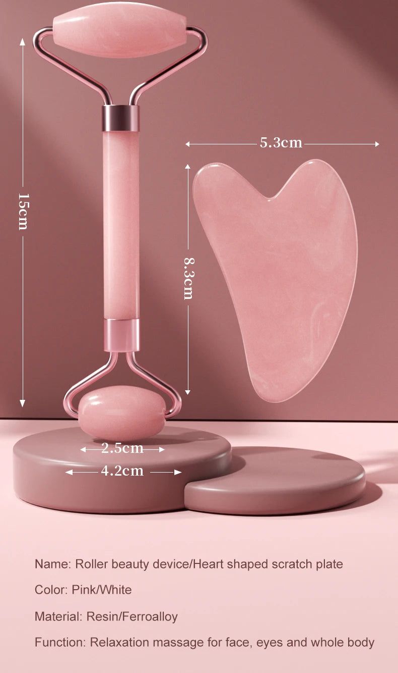 Resin Face Roller & Gua Sha Combo – Facial Massage Tool for Face, Neck & Eye | Skin Lifting & Muscle Relaxing Beauty Care Tool