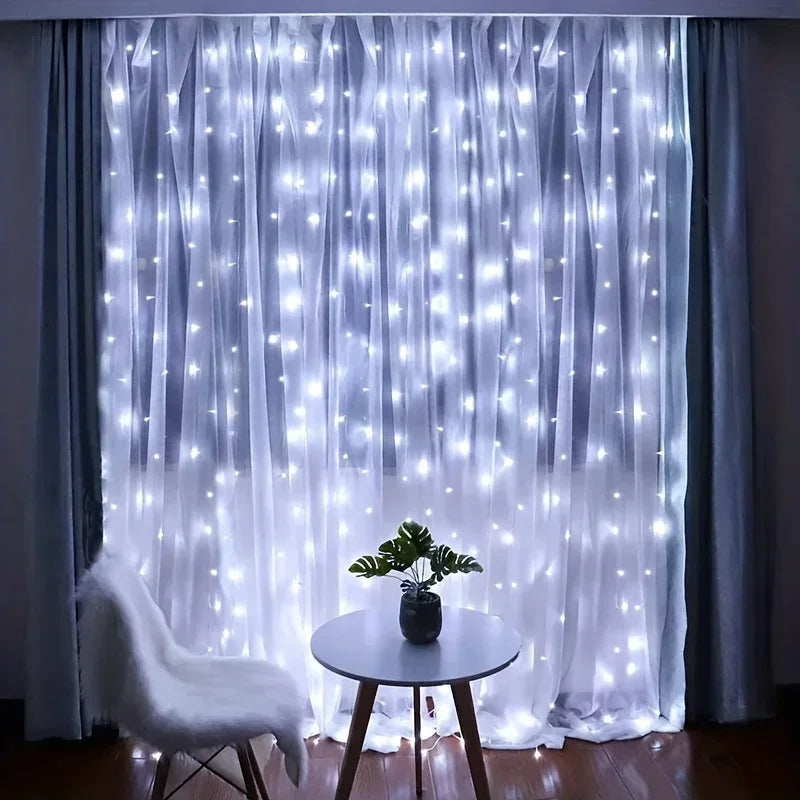 Remote Control USB LED Curtain Fairy Lights (3M–6M) – 8 Modes Warm White/Multicolor String Lights for Christmas, Bedroom, Home & Party Decoration