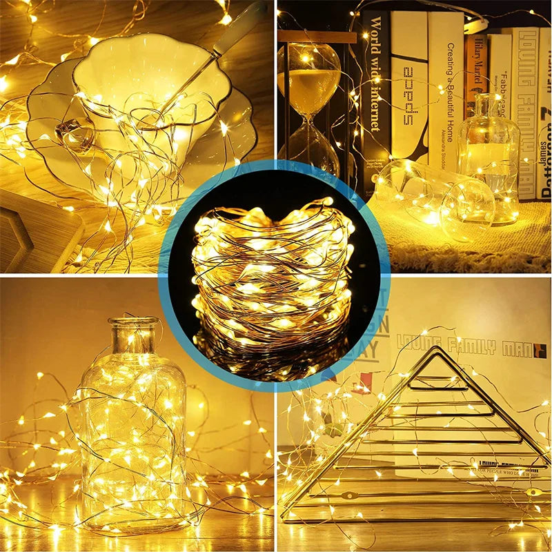 USB Led Fairy LighUSB Fairy Lights 20M 200 LED – Warm White Copper Wire String Lights for Bedroom, Wedding & Festive Decorts Copper Wire String 20M 200LED Holiday Outdoor Lamp Garland For Christmas Tree Wedding Party Decoration