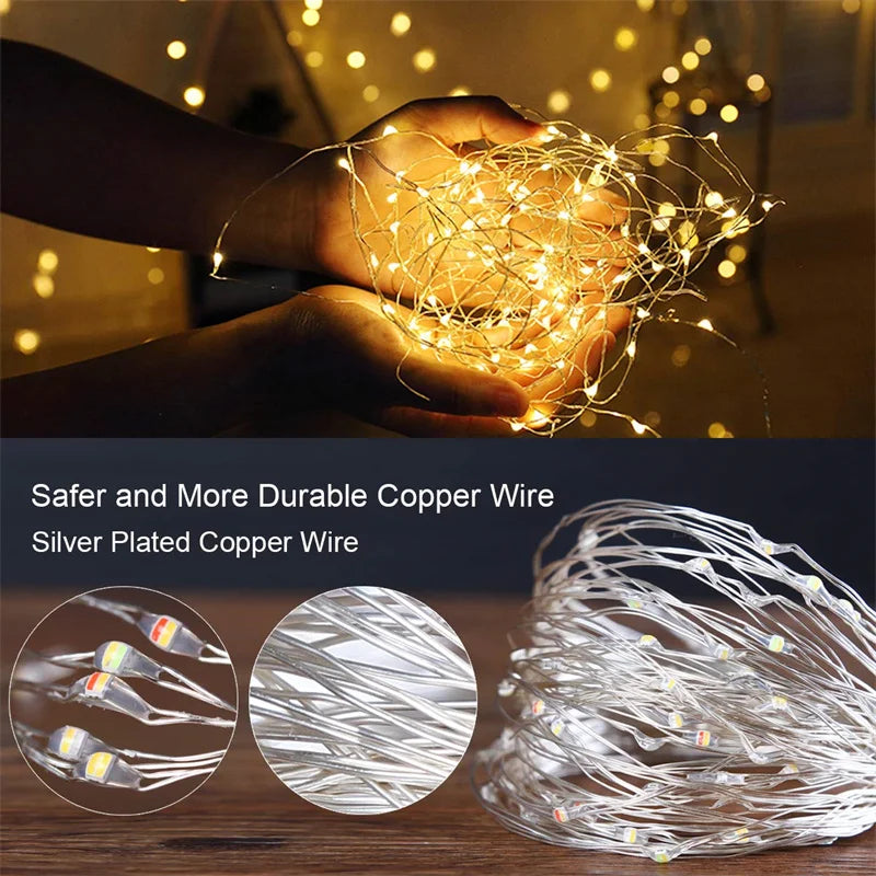 USB Led Fairy LighUSB Fairy Lights 20M 200 LED – Warm White Copper Wire String Lights for Bedroom, Wedding & Festive Decorts Copper Wire String 20M 200LED Holiday Outdoor Lamp Garland For Christmas Tree Wedding Party Decoration