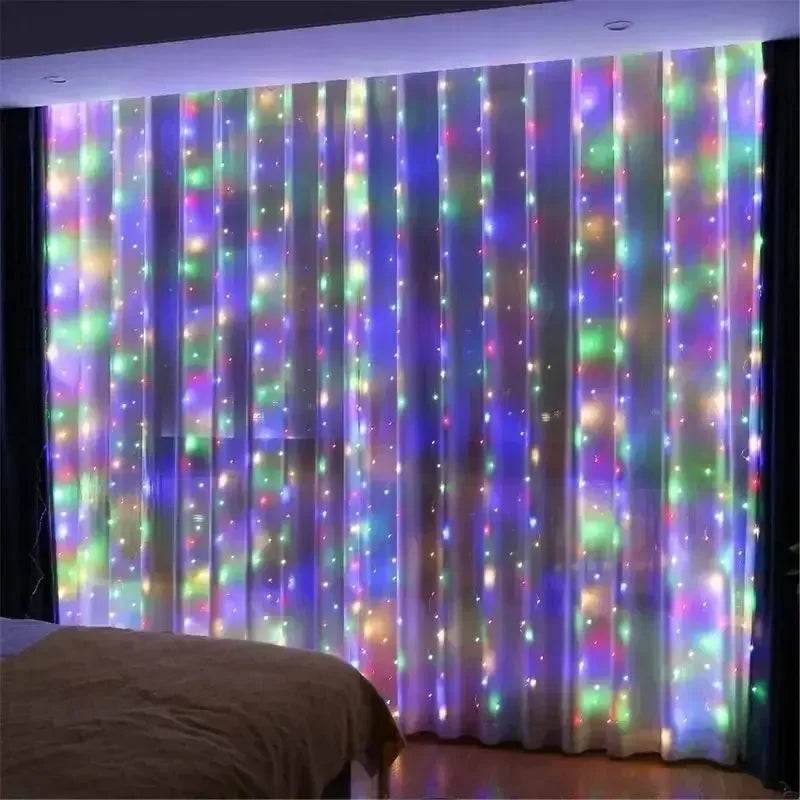 Remote Control USB LED Curtain Fairy Lights (3M–6M) – 8 Modes Warm White/Multicolor String Lights for Christmas, Bedroom, Home & Party Decoration
