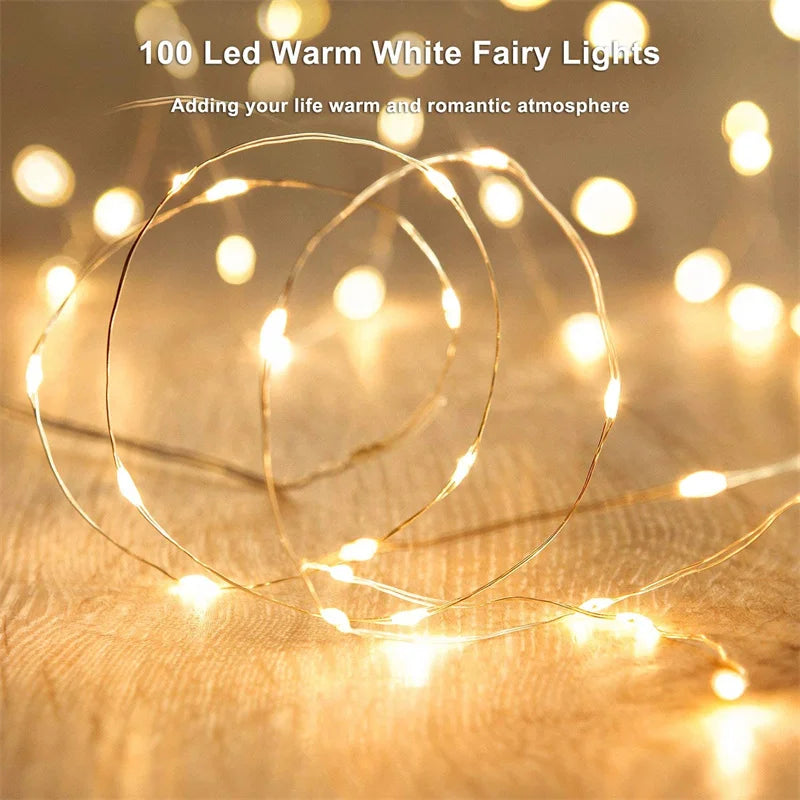 USB Led Fairy LighUSB Fairy Lights 20M 200 LED – Warm White Copper Wire String Lights for Bedroom, Wedding & Festive Decorts Copper Wire String 20M 200LED Holiday Outdoor Lamp Garland For Christmas Tree Wedding Party Decoration