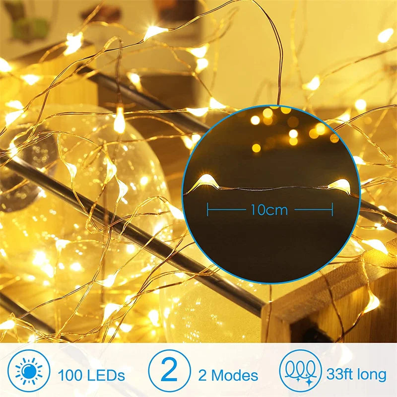 USB Led Fairy LighUSB Fairy Lights 20M 200 LED – Warm White Copper Wire String Lights for Bedroom, Wedding & Festive Decorts Copper Wire String 20M 200LED Holiday Outdoor Lamp Garland For Christmas Tree Wedding Party Decoration