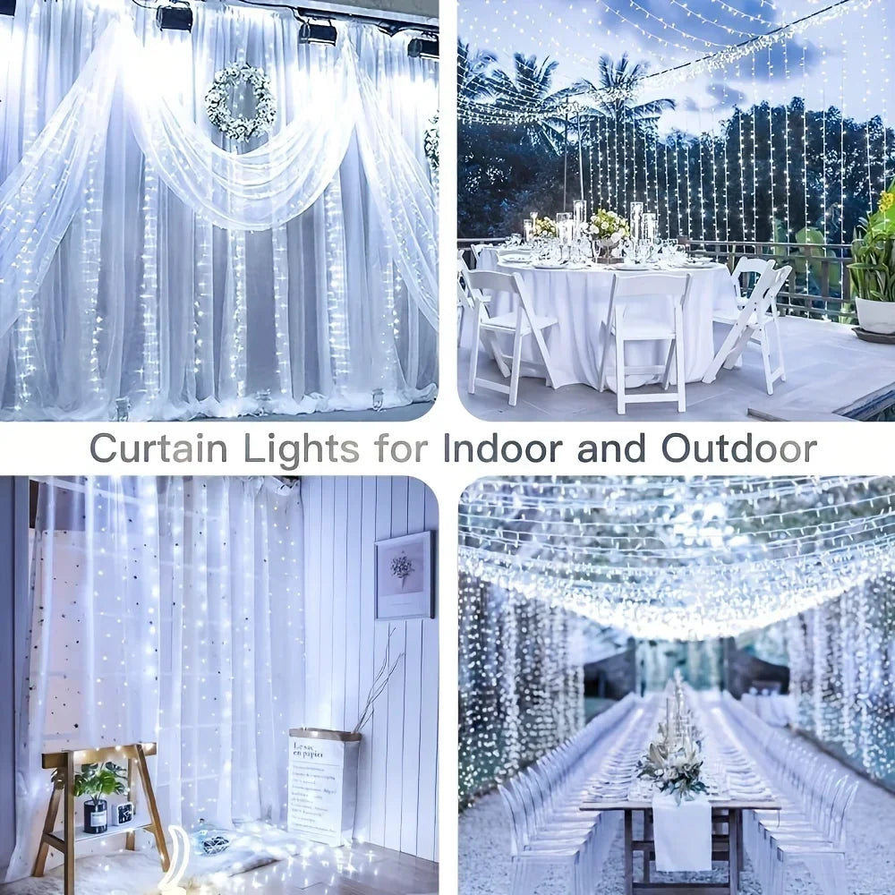 Remote Control USB LED Curtain Fairy Lights (3M–6M) – 8 Modes Warm White/Multicolor String Lights for Christmas, Bedroom, Home & Party Decoration