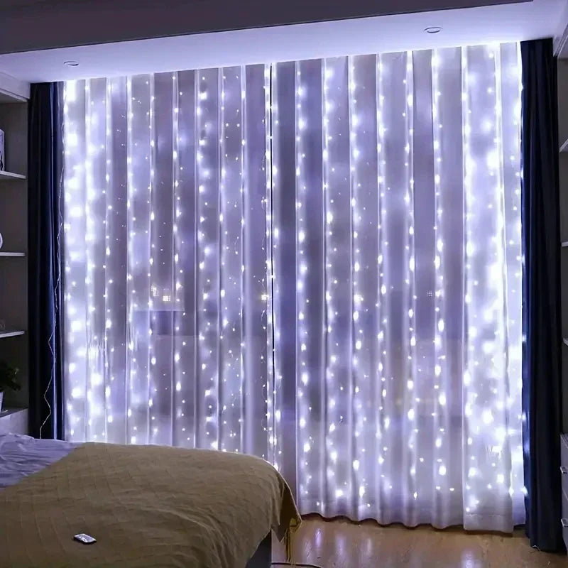 Remote Control USB LED Curtain Fairy Lights (3M–6M) – 8 Modes Warm White/Multicolor String Lights for Christmas, Bedroom, Home & Party Decoration