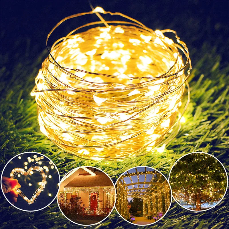 USB Led Fairy LighUSB Fairy Lights 20M 200 LED – Warm White Copper Wire String Lights for Bedroom, Wedding & Festive Decorts Copper Wire String 20M 200LED Holiday Outdoor Lamp Garland For Christmas Tree Wedding Party Decoration
