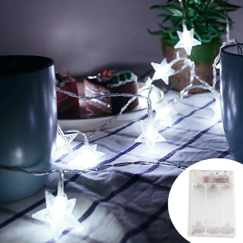 LED Star Fairy String Lights (1.5M–10M) – Warm White / Multicolor Outdoor Garland Lights for Christmas, Wedding, Garden & Party Decoration