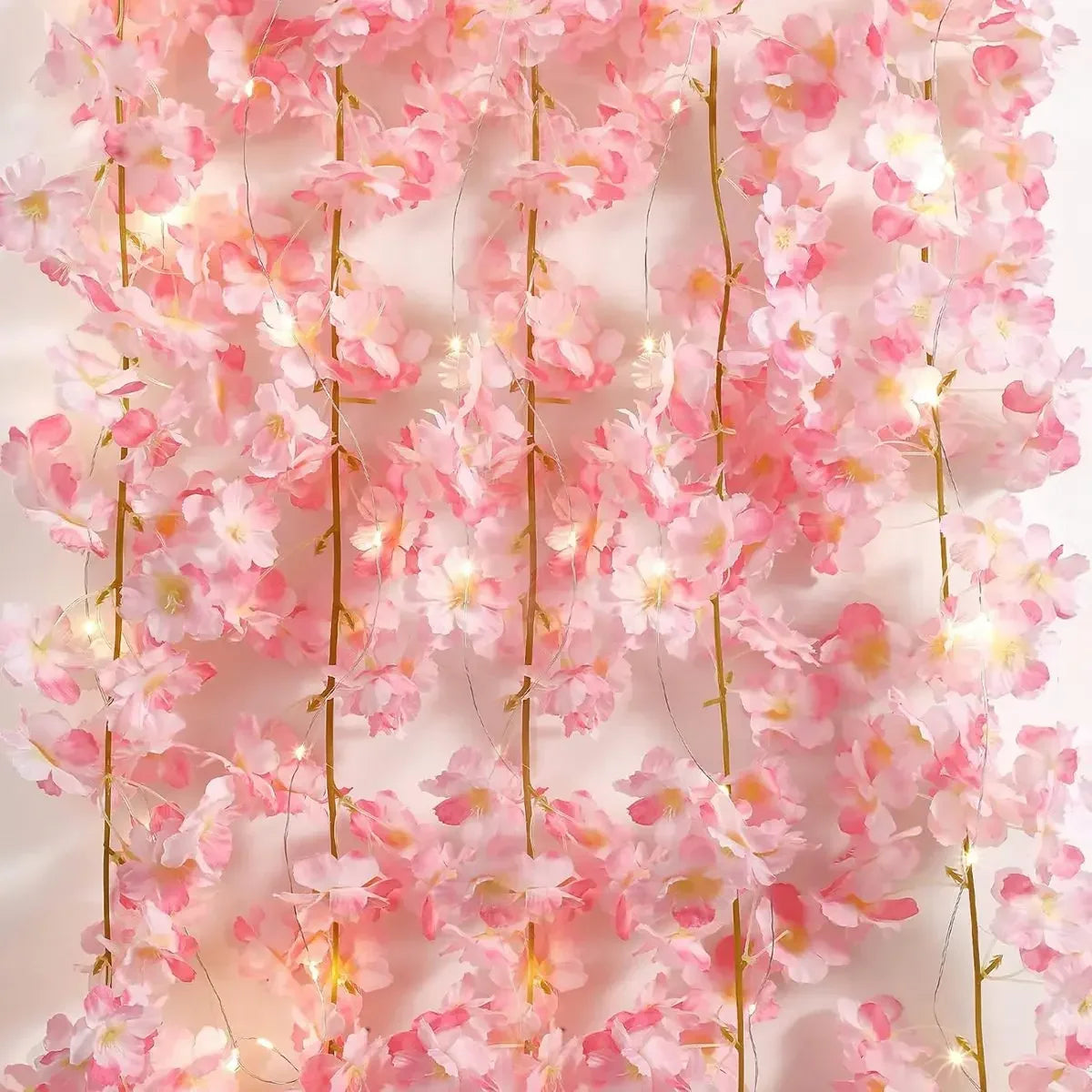 2M 20LED Cherry Blossom Fairy String Lights – Pink Flower Garland Battery Operated Lights for Bedroom, Wedding, Party & Christmas Decoration