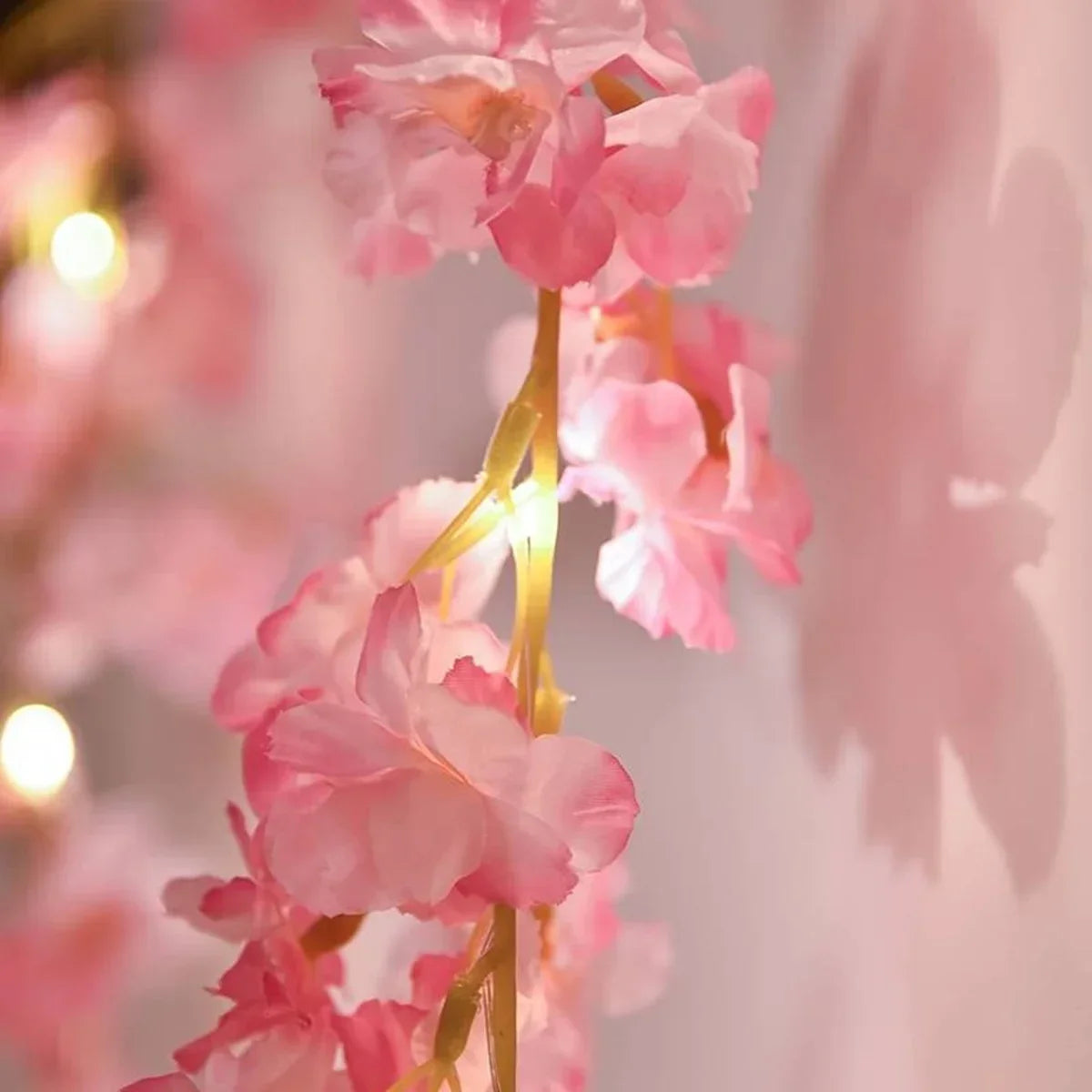 2M 20LED Cherry Blossom Fairy String Lights – Pink Flower Garland Battery Operated Lights for Bedroom, Wedding, Party & Christmas Decoration