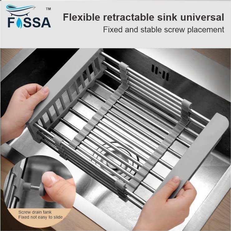 18" Adjustable Stainless Steel Sink Strainer Basket – Extendable Vegetable & Fruit Washer (Grey)